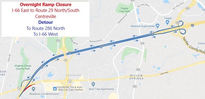 Detour for ramp closure